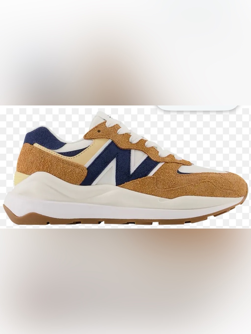 New Balance 57/60 Tan Suede and Navy Accent Women's Sneaker